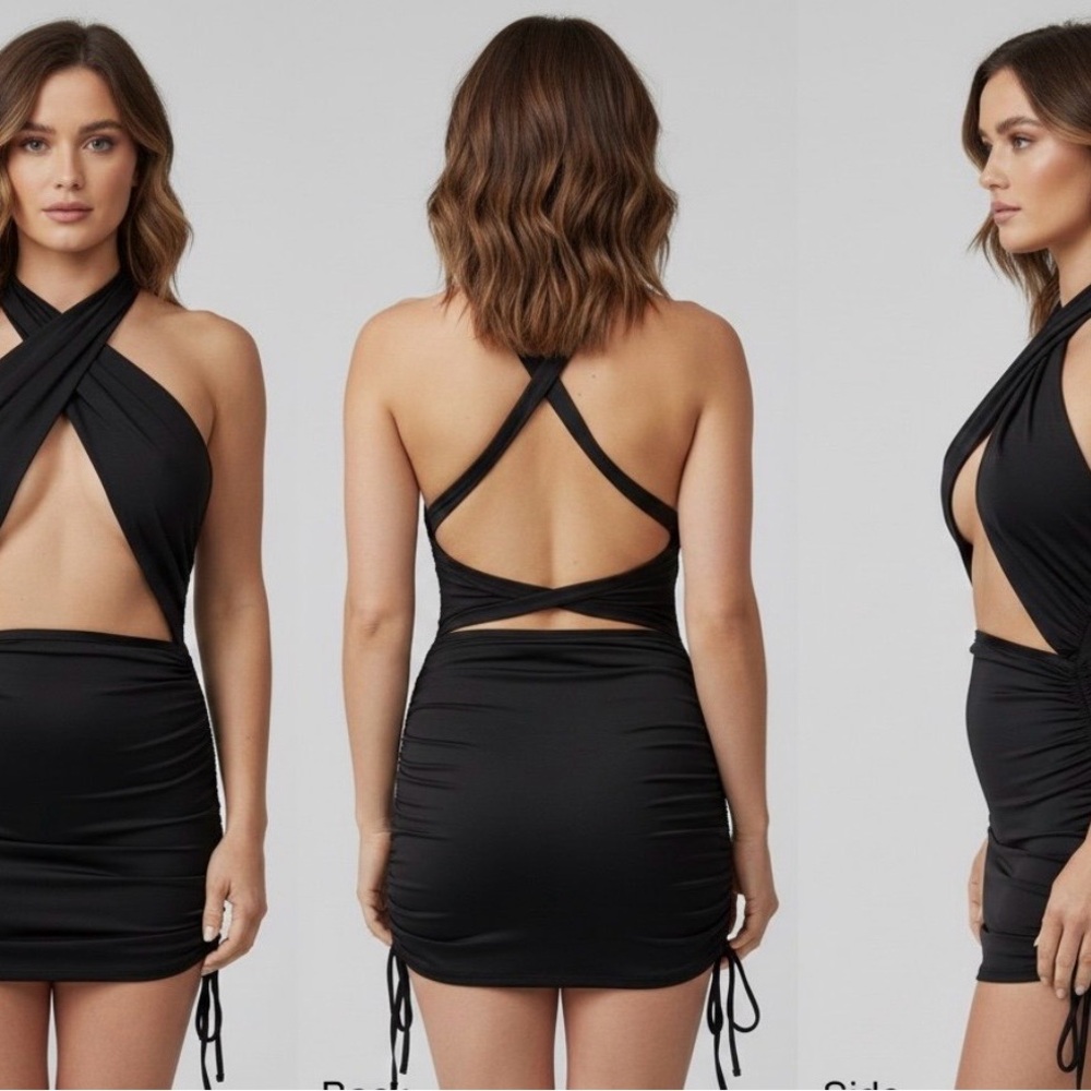 Elegant Black Halter Dress